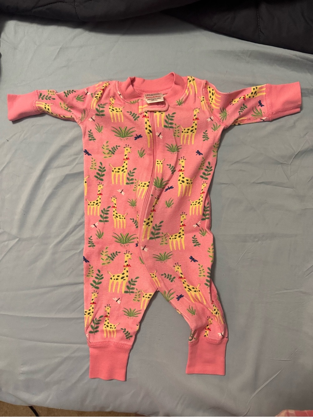 Hanna Andersson Pink Giraffe Print Kids One-Piece